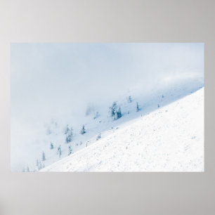 Poster Soleil et nuages des arbres gelés dans les montagn