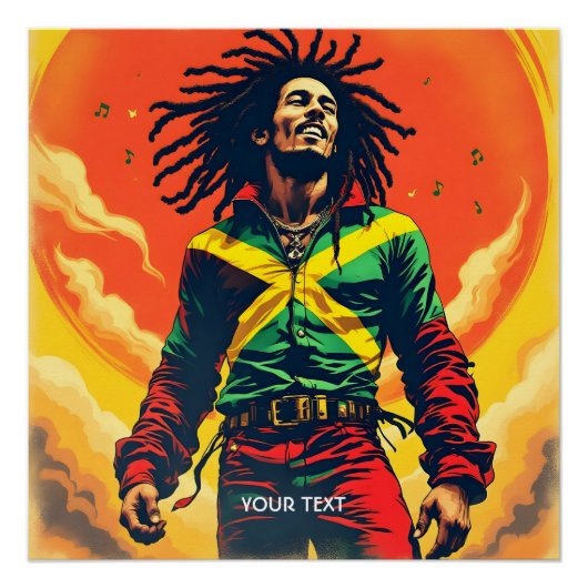 Poster Soleil Fantastique Drapeau Jamaïcain Mignon (Devant)