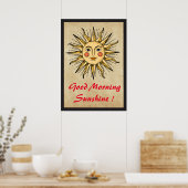 Poster Soleil jaune avec visage (soleil du bon matin) (Cuisine)