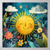 Poster Soleil joyeux surplombant le jardin (Devant)