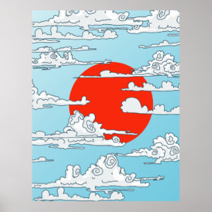 Poster soleil levant japonais