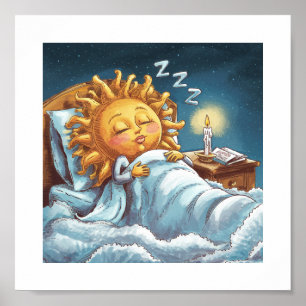 Poster soleil lunaire dans le lit