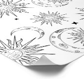 Poster Soleil lunaire noir et blanc Astrologie céleste (Coin)