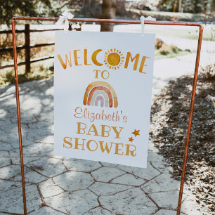 Poster Soleil, Lune, Arc-en-ciel et Étoiles uniques Bienv