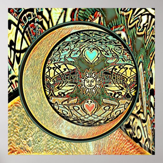 Poster Soleil, Lune, Yin Yang, Arbre de Vie (Devant)