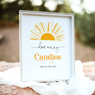 Poster Soleil minimal combien de bonbons baby shower