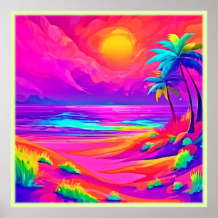 Poster Soleil Néon & Plaisir de la Plage