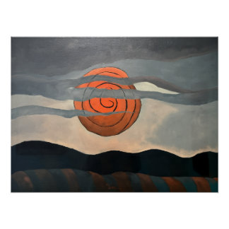 Poster Soleil rouge par Arthur Dove | Paysage abstrait 