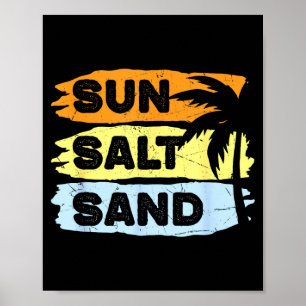 Poster Soleil sel sable rétro vacances d'été plage croisi