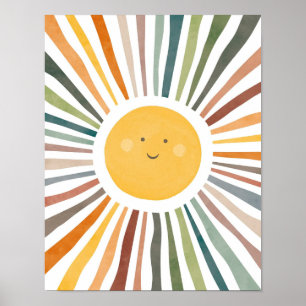 Poster Soleil souriant aux rayons vibrants