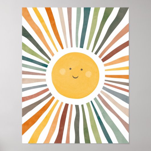 Poster Soleil souriant aux rayons vibrants (Devant)