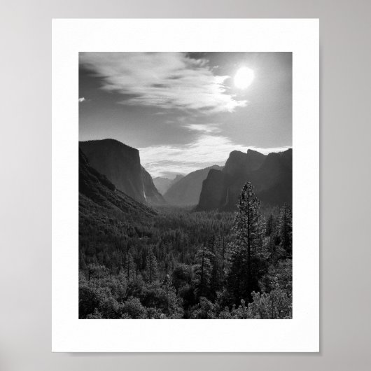 Poster Soleil sur la Vallée Yosemite Photo noir et blanc (Devant)