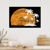 Poster Soleil tropical, palmiers et oiseaux (Cuisine)