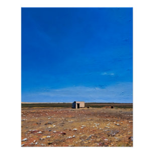 Poster Solitaire au-dessus dans un paysage désertique éte