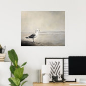 Poster Solitary Seagull by the Shore (Bureau à domicile)