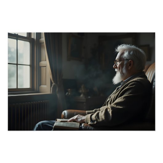 Poster Solitude contemplative âgée (Devant)