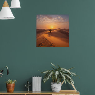 Poster Solitude du désert - Dunes d'or au coucher du sole
