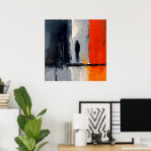 Poster Solitude – Figure abstrait dans le silence urbain (Bureau à domicile)