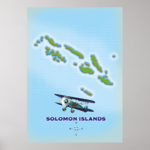 Poster Solomon islands cartography map.