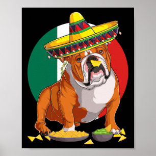 Poster Sombrero English Chien Chien Chien Mexique Drapeau