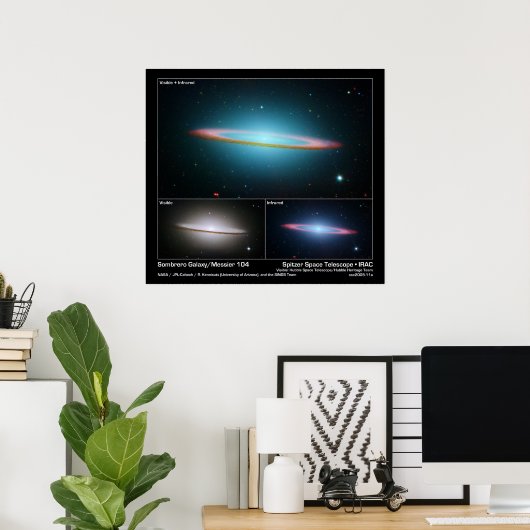 Poster Sombrero Galaxy (Messier 104) - Télescope Spatial (Bureau à domicile)