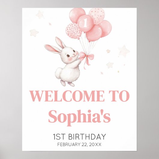 Poster Some Bunny Balloon Birthday Party Welcome Sign (Devant)