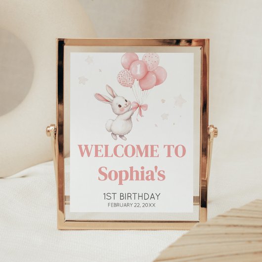 Poster Some Bunny Balloon Birthday Party Welcome Sign