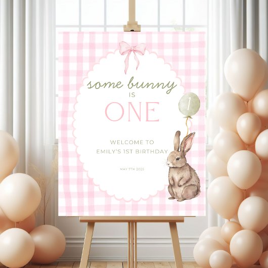 Poster Some Bunny is One Birthday Welcome Sign