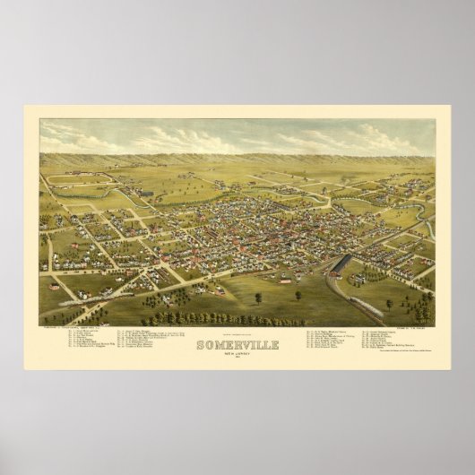 Poster Somerville, NJ Carte panoramique - 1882 (Devant)