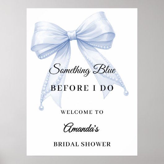 Poster Something blue bow Bridal Shower welcome (Devant)