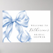 Poster Something Blue Bow Bridal Shower Welcome (Devant)