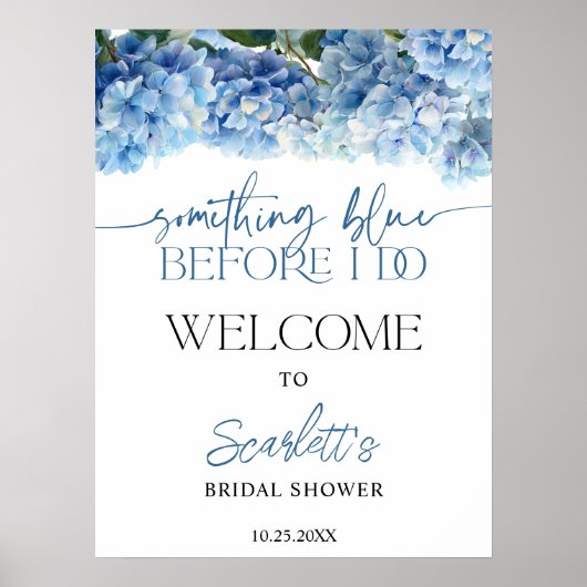 Poster Something Blue Hydrangea Bridal Shower Welcome (Devant)