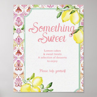 Poster Something Sweet Sign Pink Yellow Lemon Shower