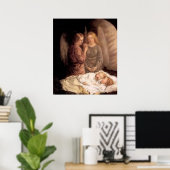 Poster Sommeil - Deux anges gardiens et enfants (Bureau à domicile)