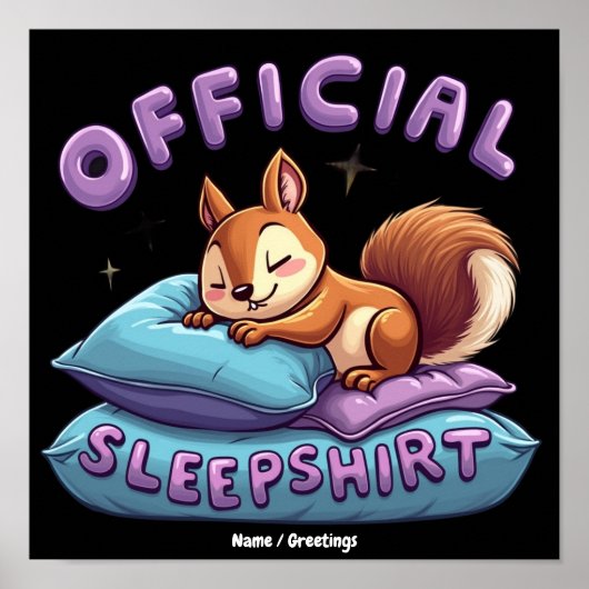 Poster Sommeil officiel d'écureuil Mignon & Fun Napping (Devant)