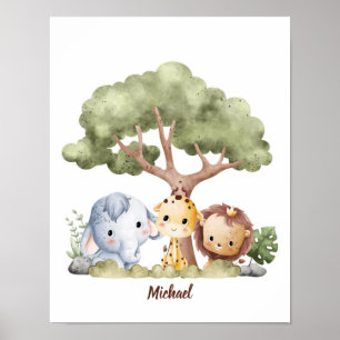 Poster Sommeil paisible de la savane personnalisable