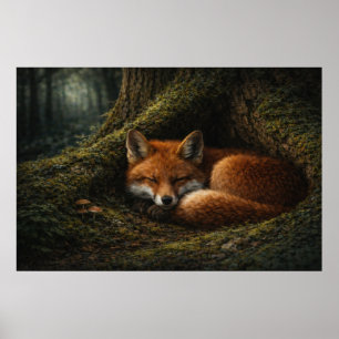 Poster Sommeil profond de la forêt   Art du Renard Rouge 