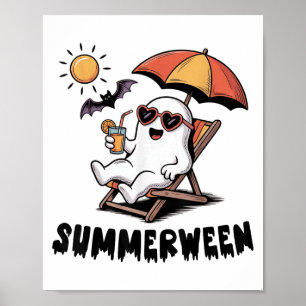 Poster Sommerween mignon Fantôme Éffrayant Avec Vibes D'É