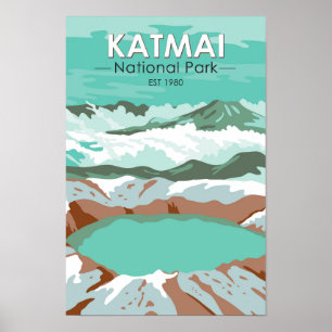 Poster Sommet du parc national Katmai Crater Lake Alaska