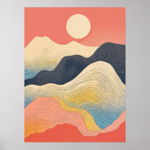 Poster Sommet ensoleillé : Un paysage de montagne coloré