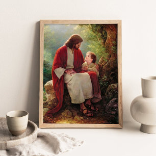 Poster Son Amour, Jésus-Christ et Peinture de Petit Garço