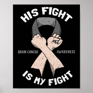 Poster Son Combat Est Mon Cerveau Feu Tumor Gris Ribbon