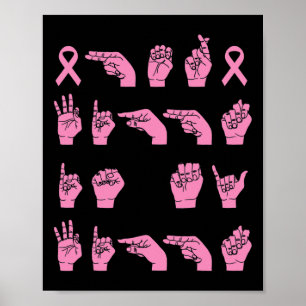 Poster Son combat est mon combat Langue des signes Cancer