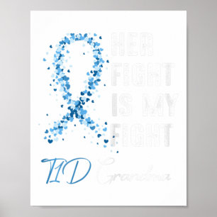 Poster Son combat est mon combat T1D Grand-mère Type 1 Di