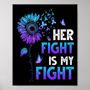 Poster Son combat est mon combat Turquoise et violet Ribb