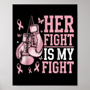 Poster Son Combat Est Mon Combattant Bow Pink Breast Canc
