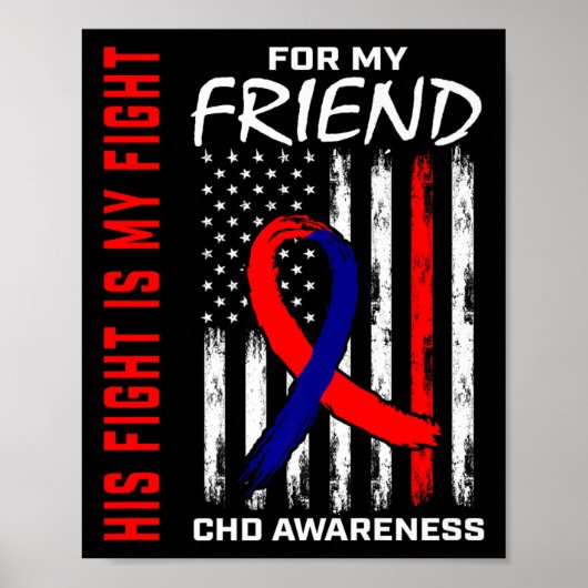 Poster Son Fight Friend Chd Awareness American Flag Graph (Devant)