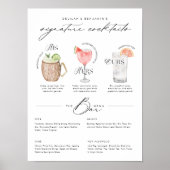 Poster Son Hers & Notre Aquarelle Signature Cocktail Menu (Devant)
