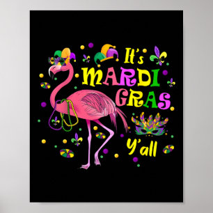 Poster Son Mardi Gras Y'all Flamant rose Costume Filles F