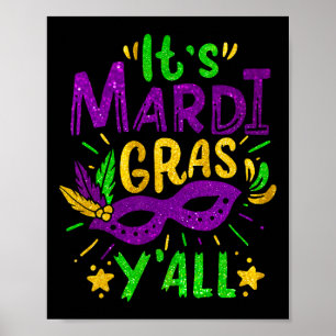 Poster Son Mardi Gras Yall perles Masque Jester Casquette